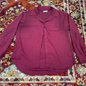 Women's Burgundy Button-Up Blouse